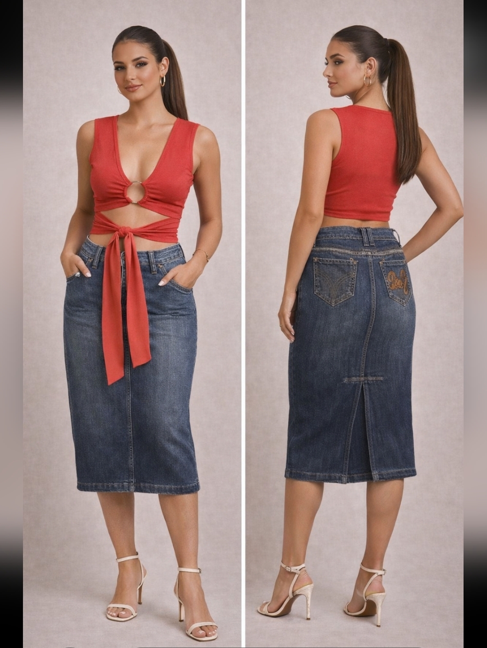 Dolce& Gabbana Vintage Denim Pencil‎ Skirt